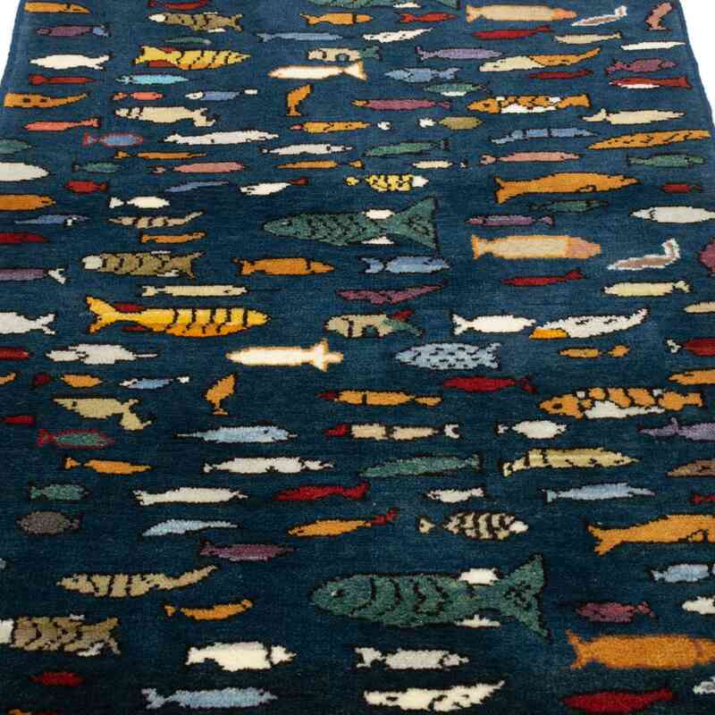 Azul Nueva Alfombra Turca de pila - 92 cm x 143 cm - K0053765