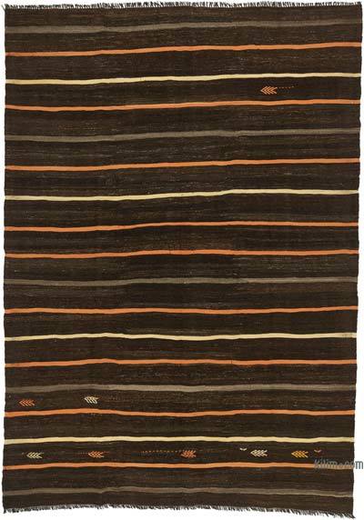 棕色古董安纳托利亚Kilim地毯- 6' 8