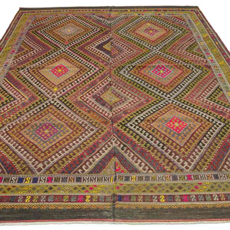 Multicolor Vintage Yuntdag Jijim Rug - 5' 5" x 7' 10" (65" x 94") - K0053809