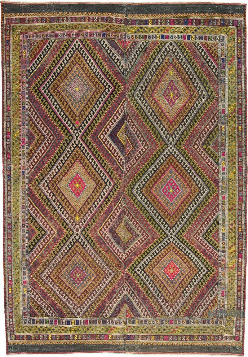 Multicolor Vintage Yuntdag Jijim Rug - 5' 5" x 7' 10" (65" x 94") - K0053809