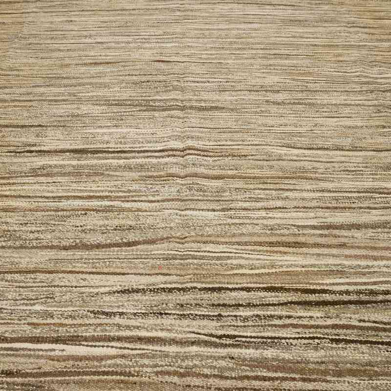 Bej, Kahverengi Yeni Kök Boya El Dokuma Kilim - 337 cm x 442 cm - K0053820
