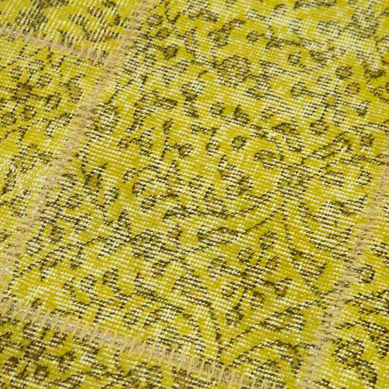 Sarı Boyalı Patchwork Halı - 86 cm x 275 cm - K0053862