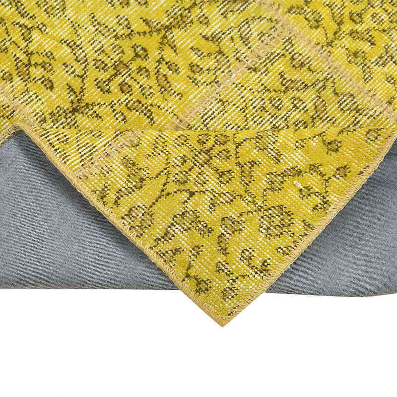 Sarı Boyalı Patchwork Halı - 86 cm x 275 cm - K0053862