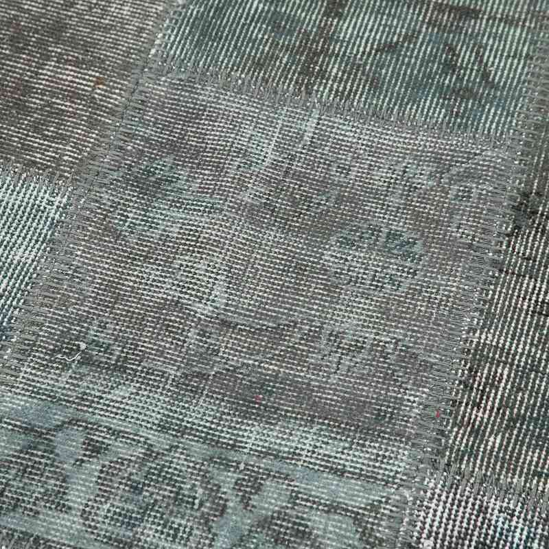 Grey Patchwork Hand-Knotted Turkish Runner - 2' 9" x 10'  (33 in. x 120 in.) - K0053869