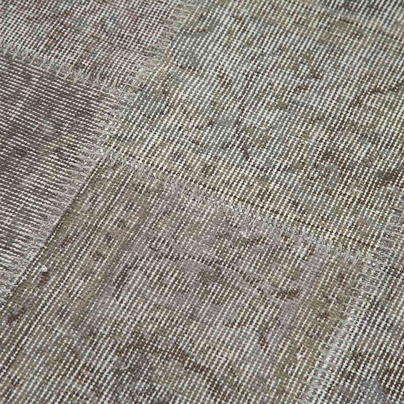 Gri Boyalı Patchwork Halı - 85 cm x 226 cm - K0053873