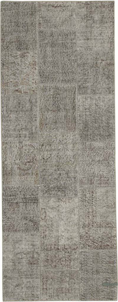 Gri Boyalı Patchwork Halı - 85 cm x 226 cm
