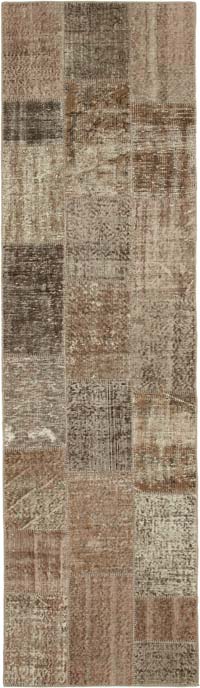 Patchwork Hand-Knotted Turkish Runner - 2' 10" x 10'  (34" x 120")