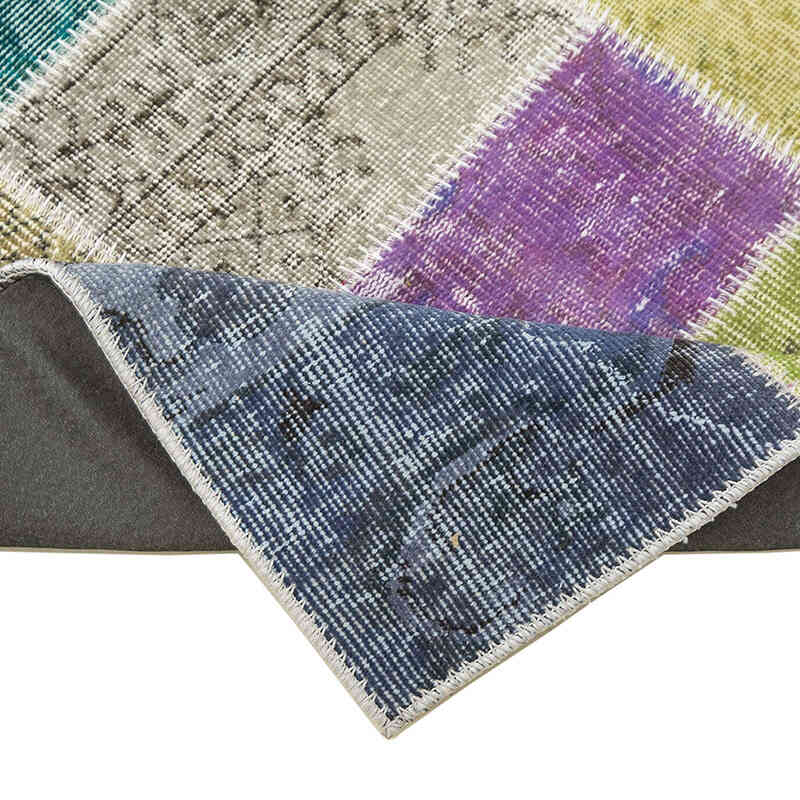 Multicolor Alfombra De Retazos Turca Sobre-teñida - 91 cm x 300 cm - K0053879