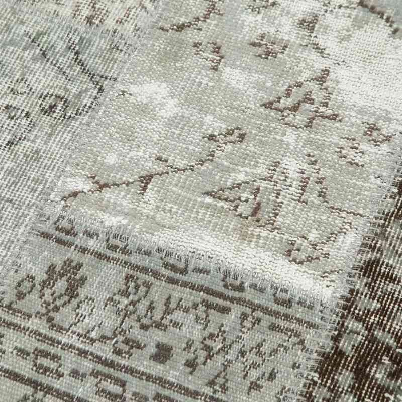 Grey Patchwork Hand-Knotted Turkish Runner - 2' 9" x 9' 9" (33 in. x 117 in.) - K0053880