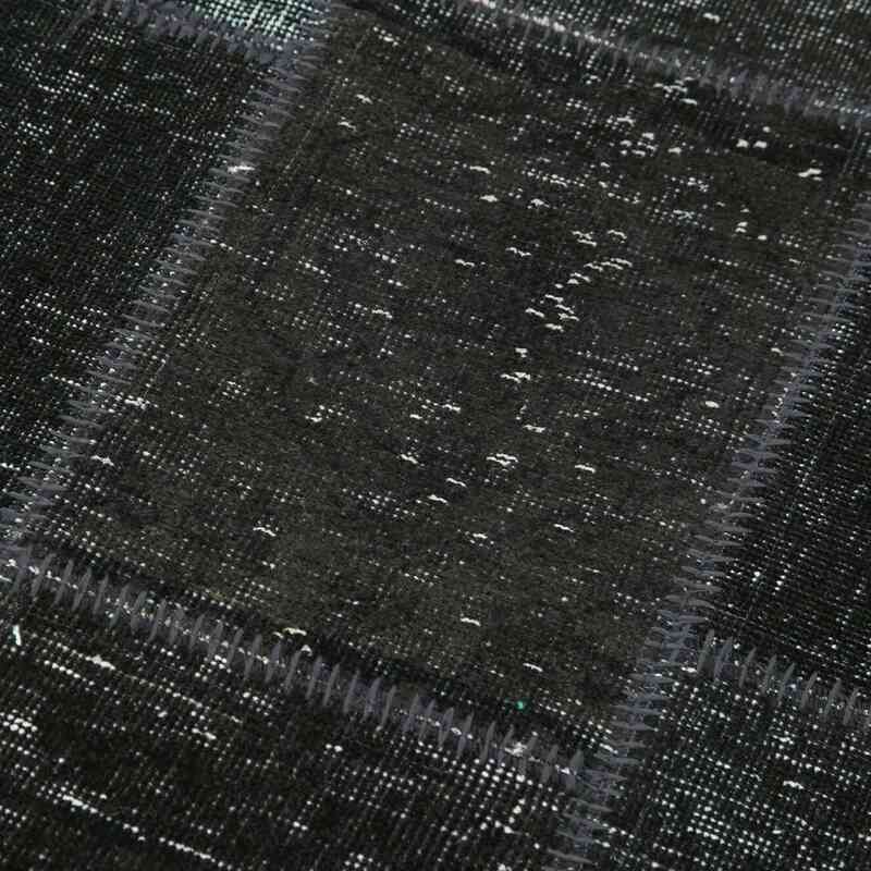 Siyah Boyalı Patchwork Halı - 87 cm x 268 cm - K0053885