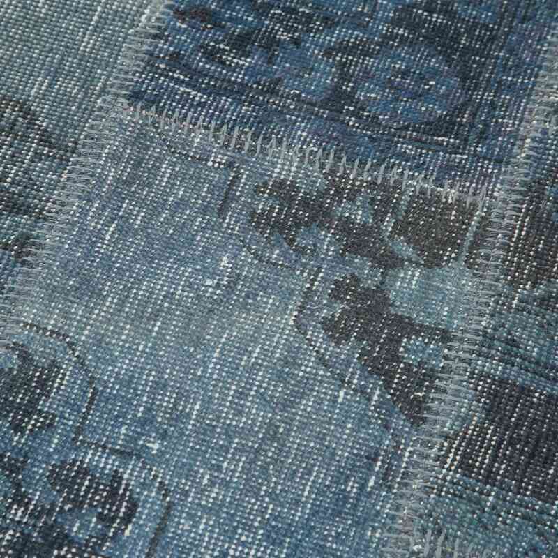 Blue Patchwork Hand-Knotted Turkish Runner - 2' 10" x 10'  (34 in. x 120 in.) - K0053886