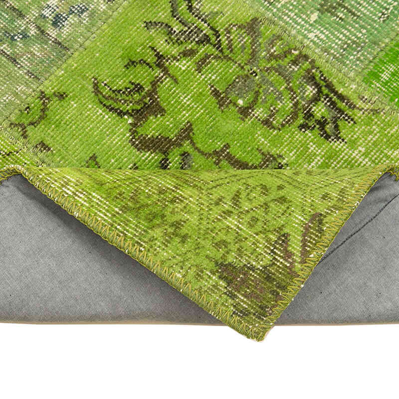 Yeşil Boyalı Patchwork Halı - 86 cm x 300 cm - K0053888