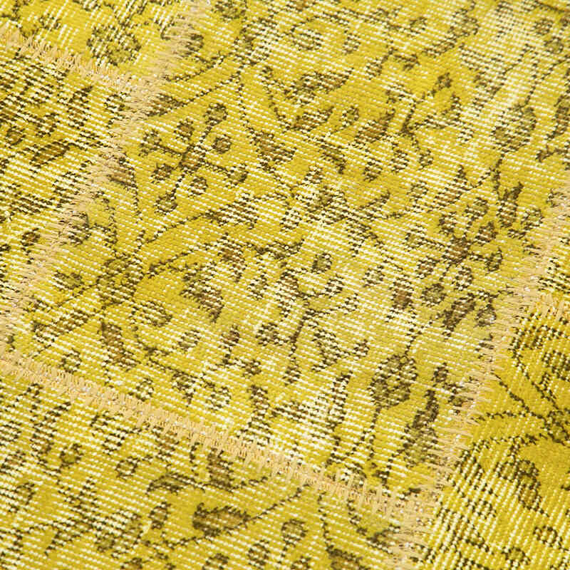 Yellow Patchwork Hand-Knotted Turkish Runner - 2' 10" x 8' 7" (34" x 103") - K0053898
