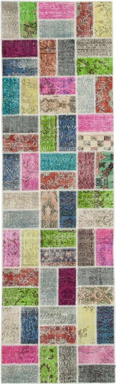 Çok Renkli Boyalı Patchwork Halı - 88 cm x 300 cm