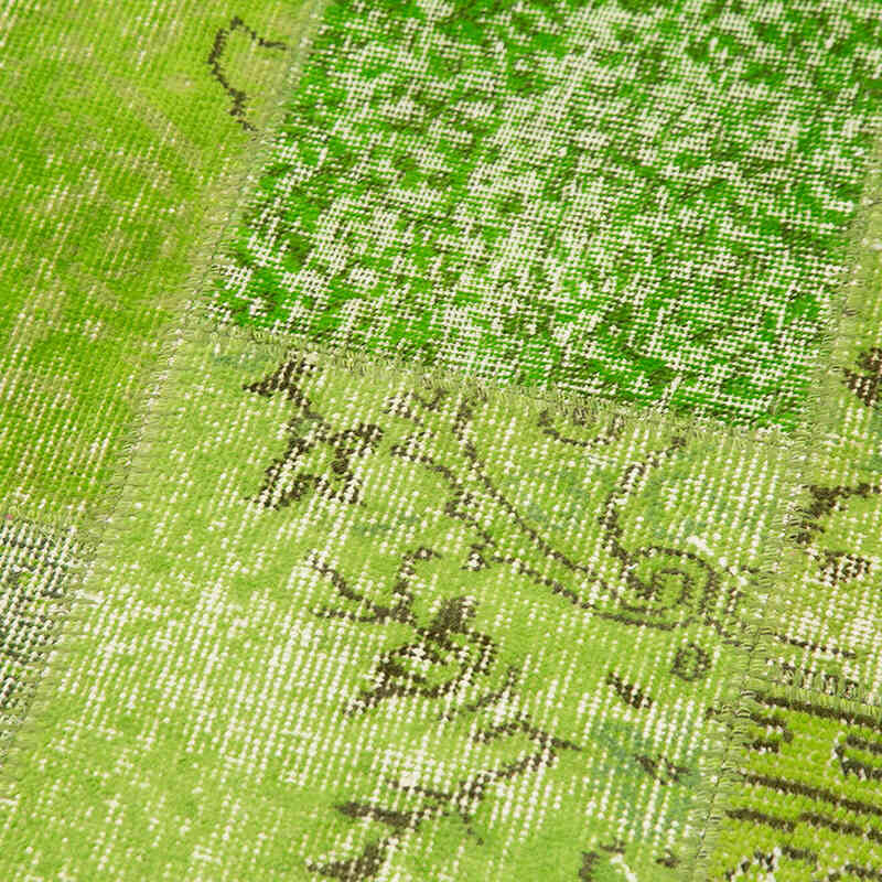 Verde Alfombra De Retazos Turca Sobre-teñida - 87 cm x 305 cm - K0053900