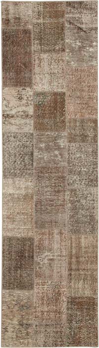 Patchwork Hand-Knotted Turkish Runner - 2' 9" x 9' 10" (33" x 118")
