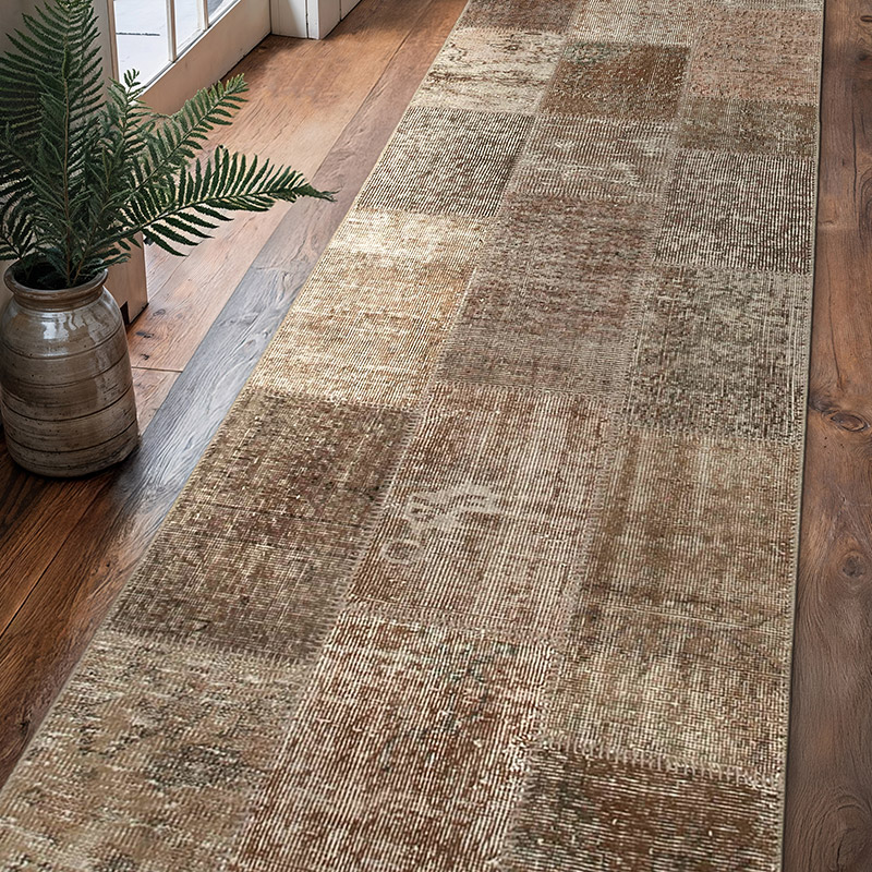 Patchwork Hand-Knotted Turkish Runner - 2' 9" x 9' 10" (33" x 118") - K0053910
