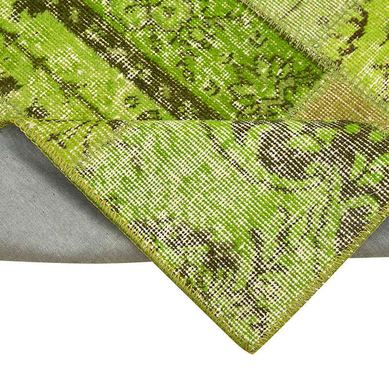 Verde Alfombra De Retazos Turca Sobre-teñida - 86 cm x 303 cm - K0053922