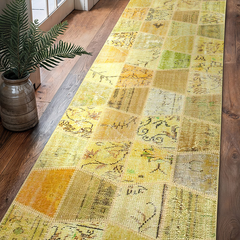 Alfombra De Retazos Turca Sobre-teñida - 99 cm x 307 cm - K0053948