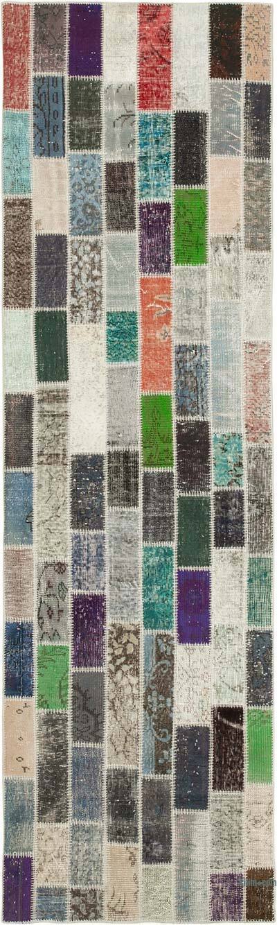 Çok Renkli Boyalı Patchwork Halı - 95 cm x 318 cm