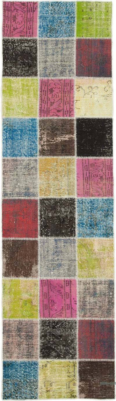 Çok Renkli Boyalı Patchwork Halı - 83 cm x 297 cm