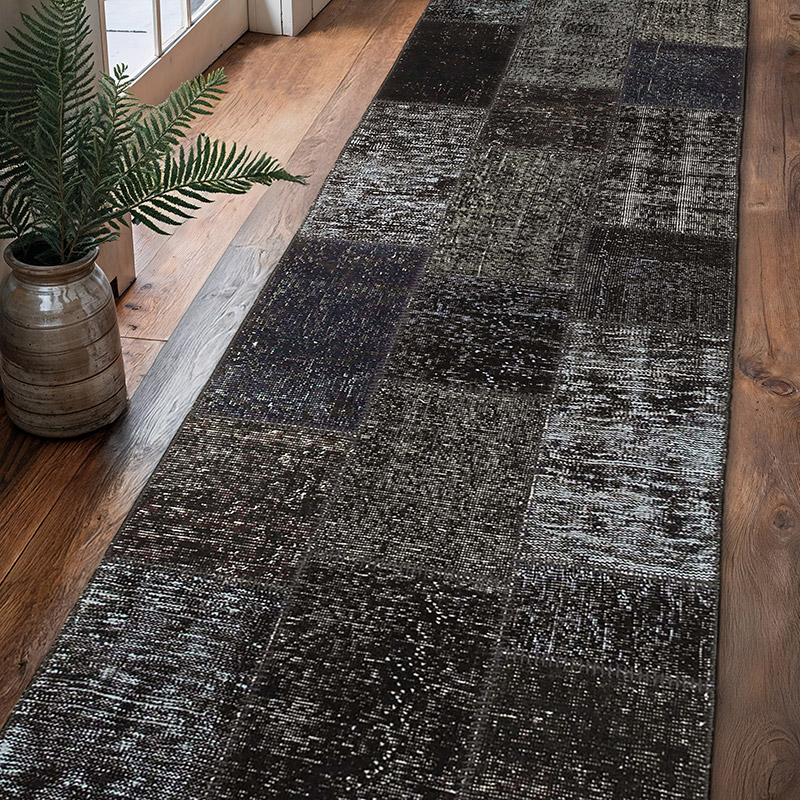 Alfombra De Retazos Turca Sobre-teñida - 85 cm x 309 cm - K0053963