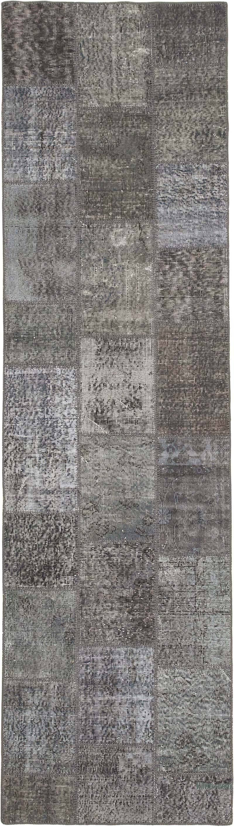 Gris Alfombra De Retazos Turca Sobre-teñida - 85 cm x 306 cm - K0053967
