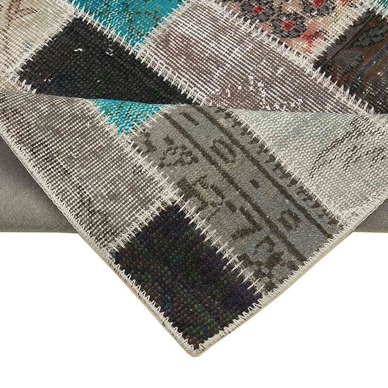 Multicolor Patchwork Hand-Knotted Turkish Runner - 3' 3" x 10' 4" (39" x 124") - K0053969