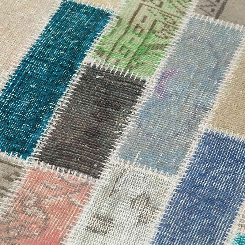 Multicolor Patchwork Hand-Knotted Turkish Runner - 3' 1" x 9' 11" (37" x 119") - K0053970