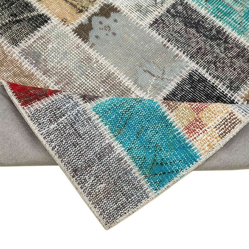 Multicolor Patchwork Hand-Knotted Turkish Runner - 3' 1" x 9' 11" (37" x 119") - K0053970
