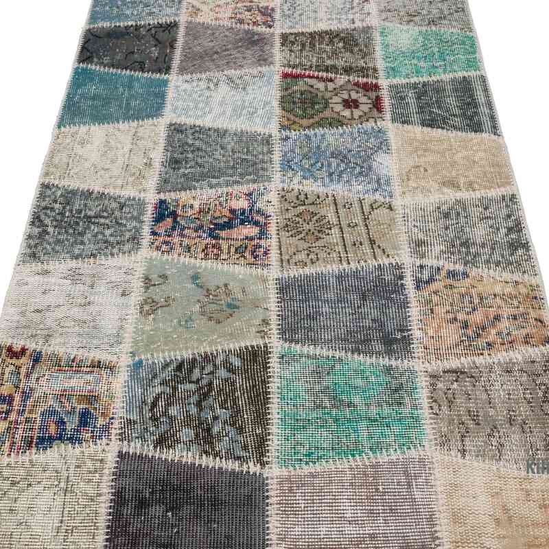 Multicolor Patchwork Hand-Knotted Turkish Runner - 2' 11" x 10' 1" (35 in. x 121 in.) - K0053973