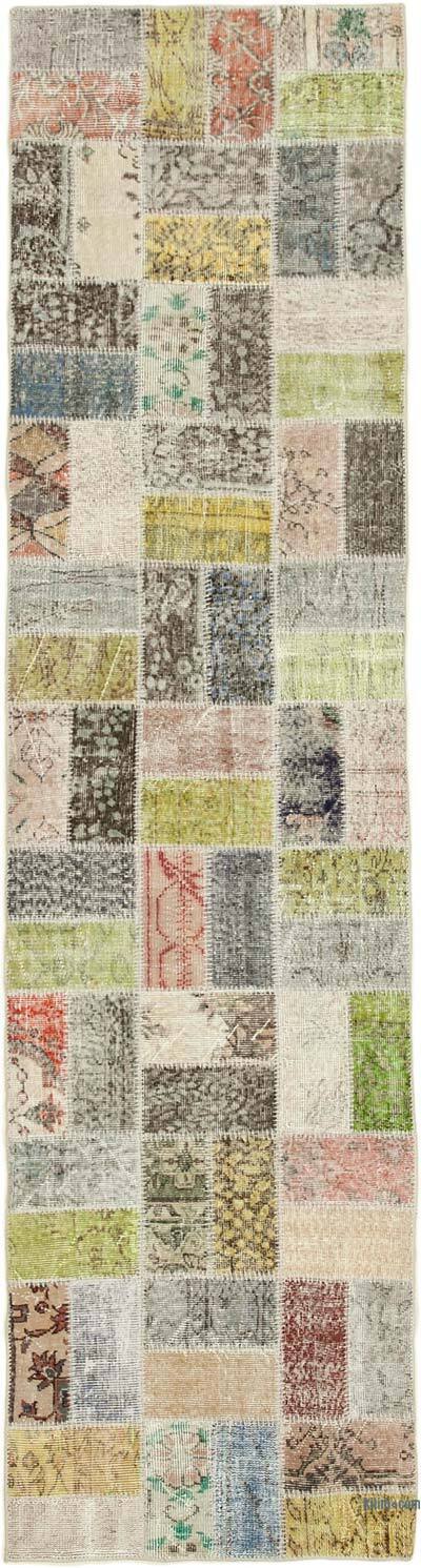 Çok Renkli Boyalı Patchwork Halı - 86 cm x 325 cm