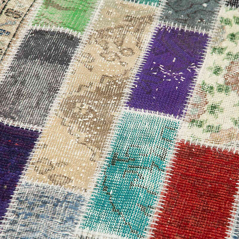 Multicolor Alfombra De Retazos Turca Sobre-teñida - 96 cm x 269 cm - K0053991