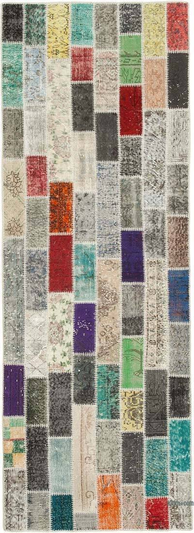 Çok Renkli Boyalı Patchwork Halı - 96 cm x 269 cm