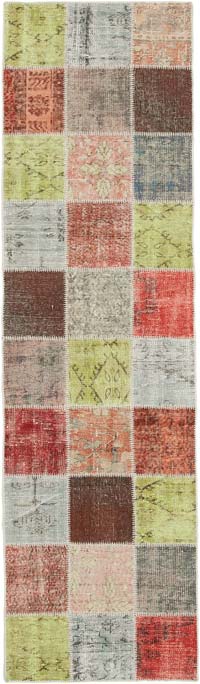 Çok Renkli Boyalı Patchwork Halı - 84 cm x 297 cm