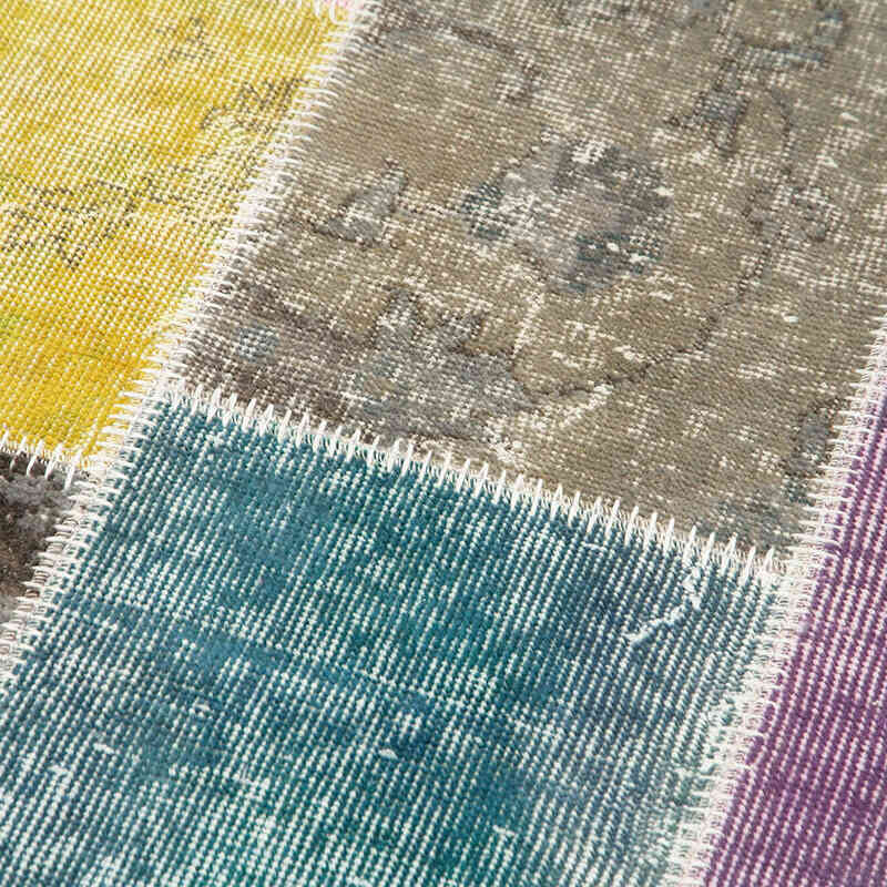 Multicolor Alfombra De Retazos Turca Sobre-teñida - 91 cm x 300 cm - K0053996