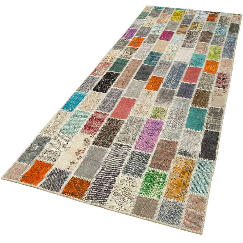 Çok Renkli Boyalı Patchwork Halı - 106 cm x 301 cm - K0053997