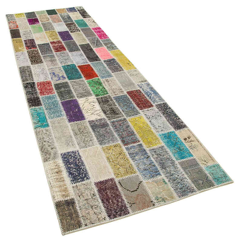 Multicolor Alfombra De Retazos Turca Sobre-teñida - 97 cm x 305 cm - K0054000