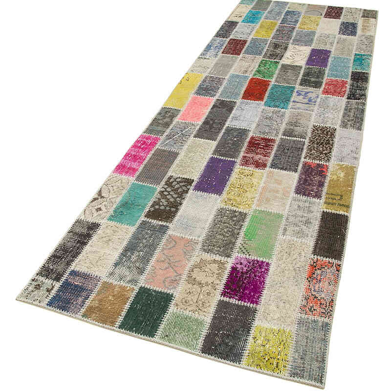Multicolor Alfombra De Retazos Turca Sobre-teñida - 97 cm x 305 cm - K0054000