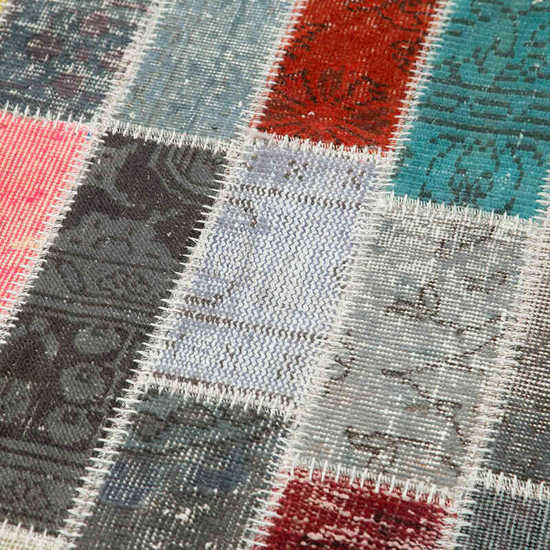 Multicolor Alfombra De Retazos Turca Sobre-teñida - 97 cm x 305 cm - K0054000
