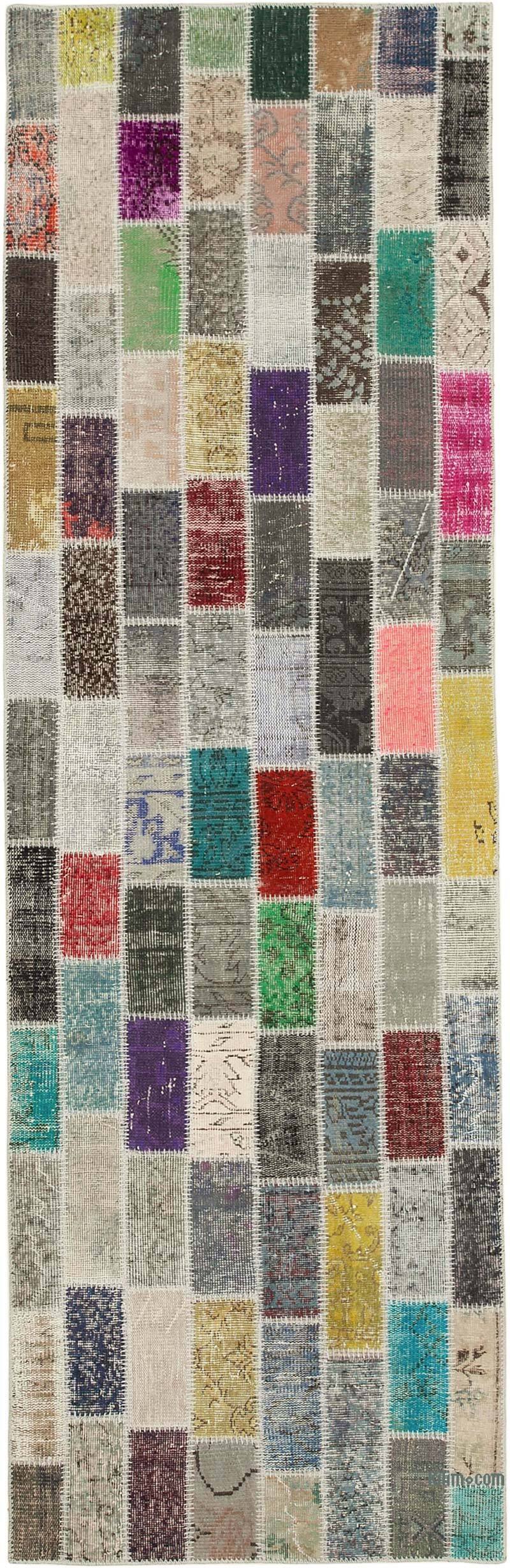 Multicolor Alfombra De Retazos Turca Sobre-teñida - 97 cm x 305 cm - K0054000