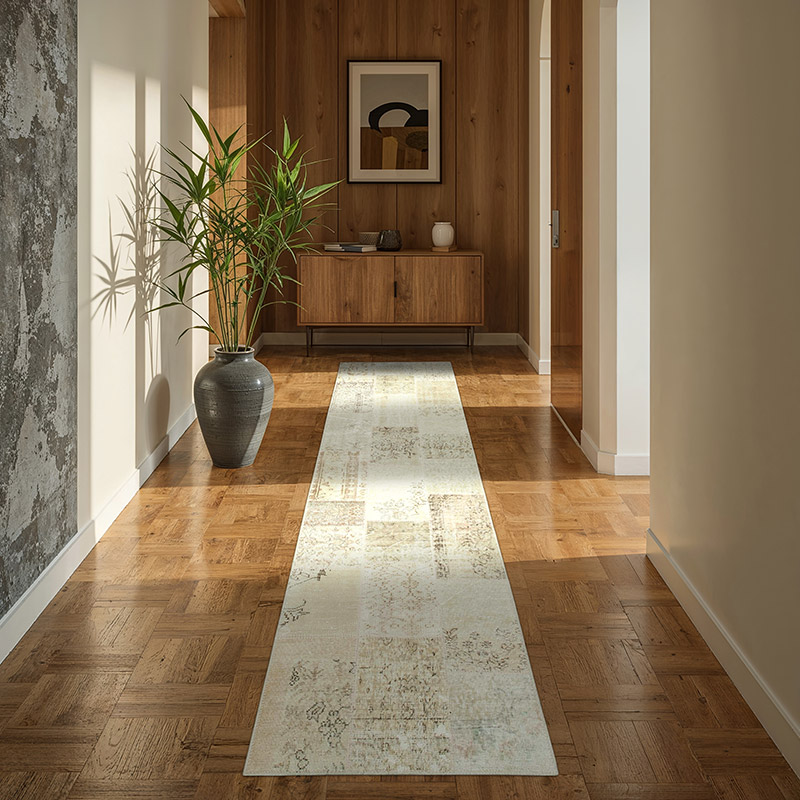Beige Alfombra De Retazos Turca Sobre-teñida - 85 cm x 300 cm - K0054003
