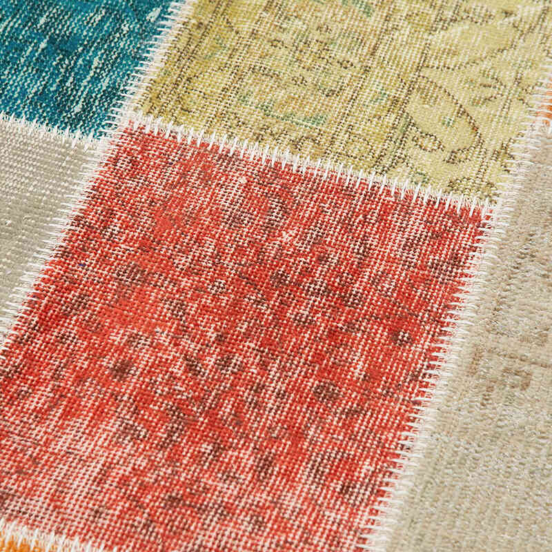 Multicolor Patchwork Hand-Knotted Turkish Runner - 3'  x 9' 11" (36" x 119") - K0054006