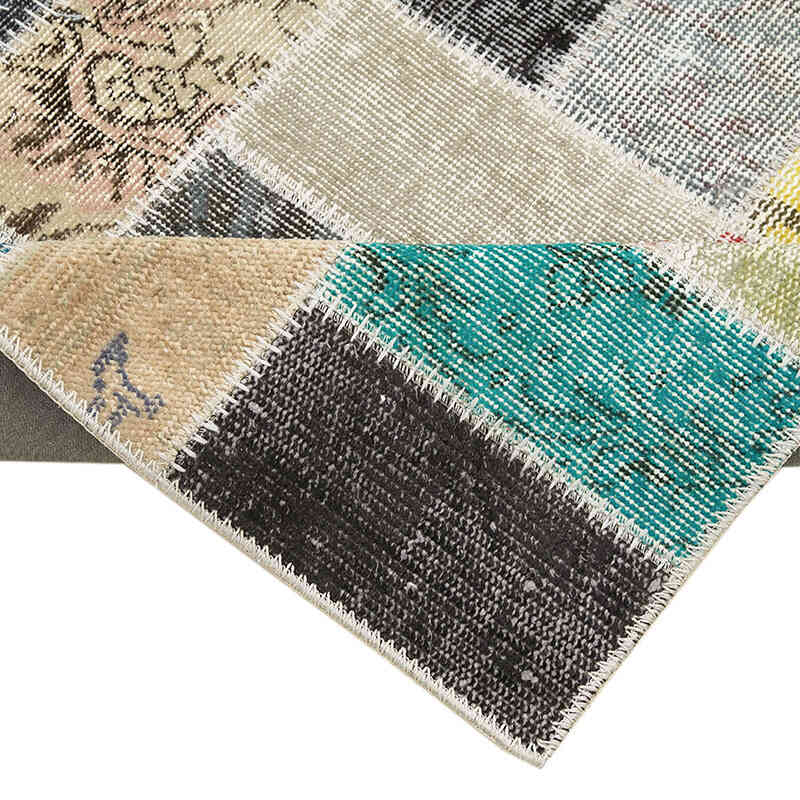 Multicolor Alfombra De Retazos Turca Sobre-teñida - 85 cm x 294 cm - K0054010