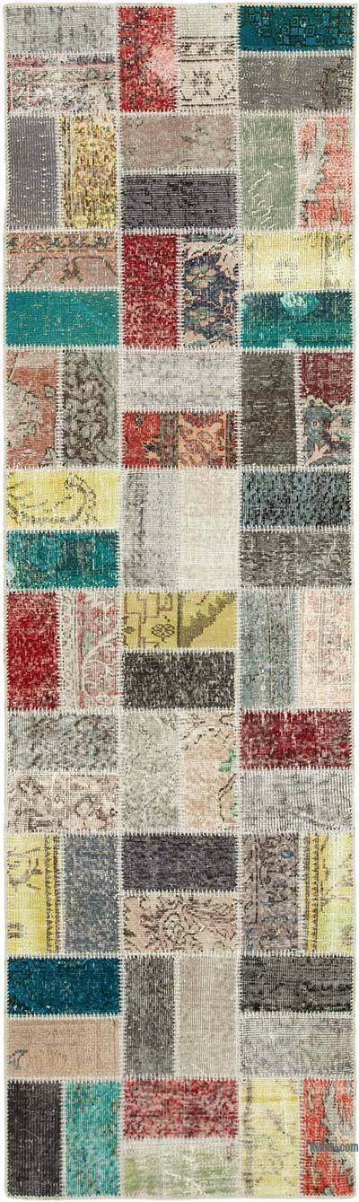 Çok Renkli Boyalı Patchwork Halı - 85 cm x 294 cm