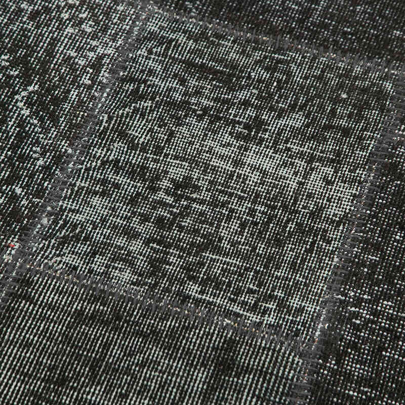 Siyah Boyalı Patchwork Halı - 86 cm x 309 cm - K0054012