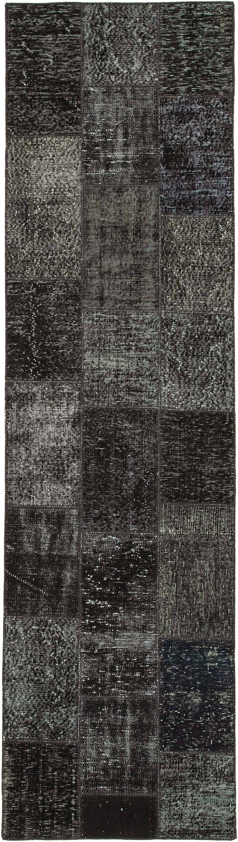 Siyah Boyalı Patchwork Halı - 86 cm x 309 cm - K0054012