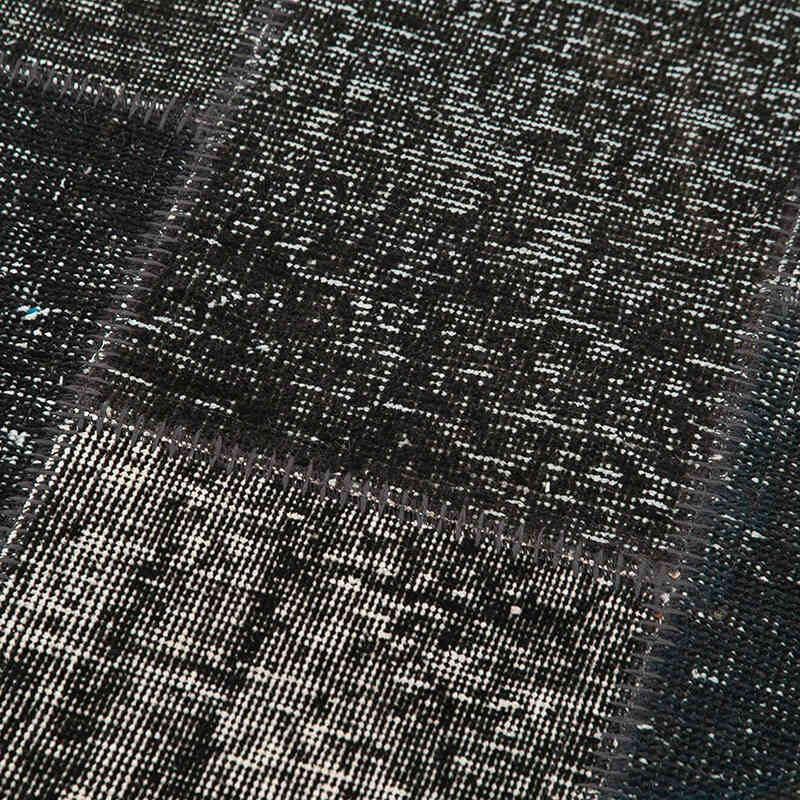 Siyah Boyalı Patchwork Halı - 86 cm x 300 cm - K0054013