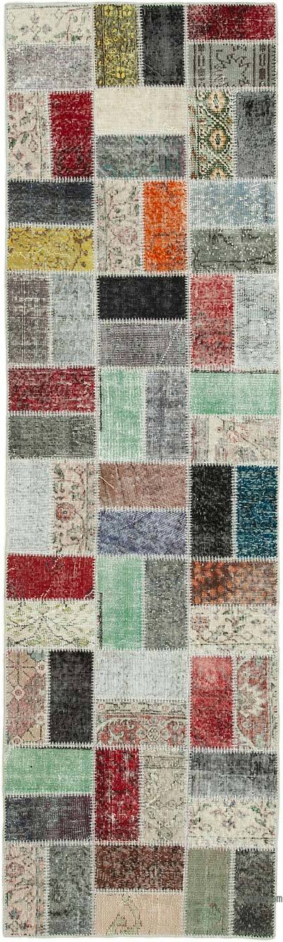 Çok Renkli Boyalı Patchwork Halı - 86 cm x 293 cm