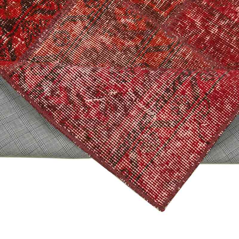 Kırmızı Boyalı Patchwork Halı - 86 cm x 304 cm - K0054023